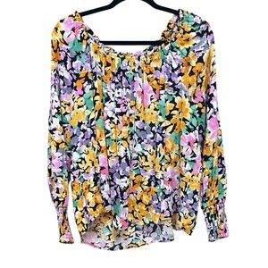 Terra & Sky Multicolor Floral Long-sleeve Blouse Women’s Size 0X